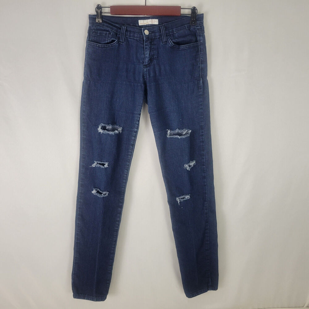 Flying Monkey Jeans Juniors 7 Blue Low Rise Denim Womens Skinny Leg Distressed